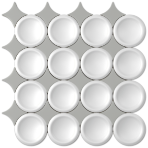 Circular White/Gray 3d Satin Matte Ceramic Mosaic
