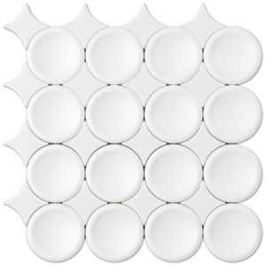 Circular White/White 3d Satin Matte Ceramic Mosaic
