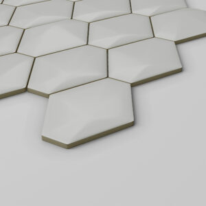 Diamond Back Albar 3d Glossy Ceramic Mosaic - 3x3.5 on a 10.5 x 12.5 sheet- Corner view