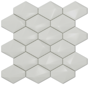 Diamond Back Albar 3d Glossy Ceramic Mosaic - 3x3.5 on a 10.5 x 12.5 sheet