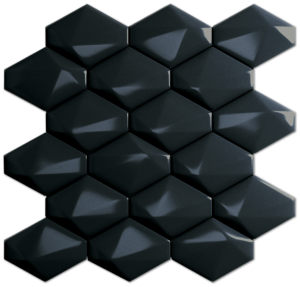 Diamond Back Black 3d Glossy Ceramic Mosaic - 3x3.5 on a 10.5 x 12.5 sheet