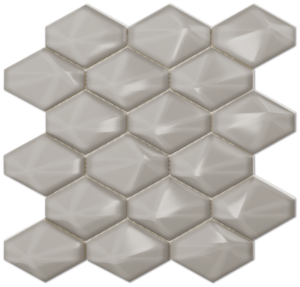Diamond Back Light Gray 3d Glossy Ceramic Mosaic - 3x3.5 on a 10.5 x 12.5 sheet