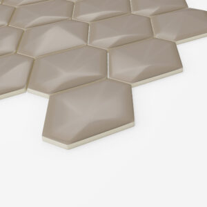 Diamond Back Taupe 3d Glossy Ceramic Mosaic - 3x3.5 on a 10.5 x 12.5 sheet- Corner view