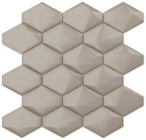 Diamond Back Taupe 3d Glossy Ceramic Mosaic - 3x3.5 on a 10.5 x 12.5 sheet
