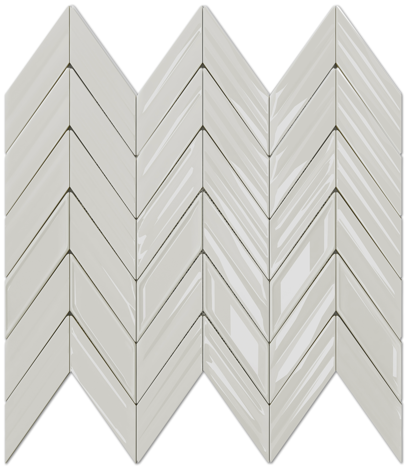 Fletching Albar Glossy Ceramic Mosaic- 1" x 3.5" on 12" x 11.5" Sheet.