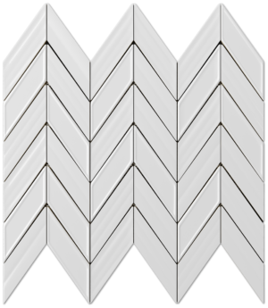Fletching White Glossy Ceramic Mosaic- 1" x 3.5" on 12" x 11.5" Sheet.