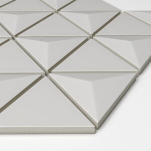 Geometrica Albar- 3d Pyramid- 3"x4" Gloss Ceramic Mosaic on 13"x11" Sheet - corner view