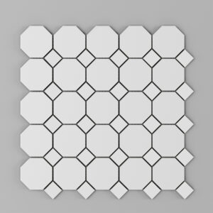 Octagon White Porcelain Mosaics- 2x2 on 11.5" x 11.5" Sheet- Satin/Matte