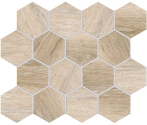 Pacano Beige Porcelain 3x3 Hexagonal Mosaic - 10.25" x 11.75" Sheet