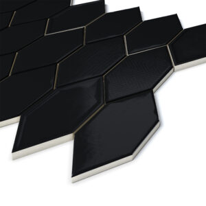 Picket Black Gloss Ceramic Pattern Mosaic- 4x2 Pickets on 11x11.5 Sheet