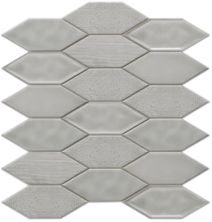 Picket Light Gray Gloss Ceramic Pattern Mosaic- 4x2 Pickets on 11x11.5 Sheet