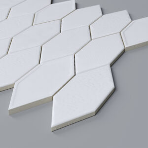 Picket White Gloss Ceramic Pattern Mosaic- 4x2 Pickets on 11x11.5 Sheet