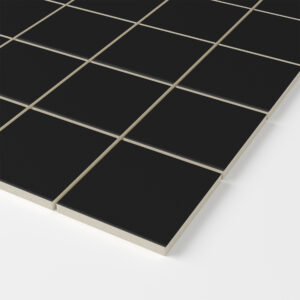 2" Square Mosaics - Textured- Black Porcelain- 12" x 12" Sheet - corner view