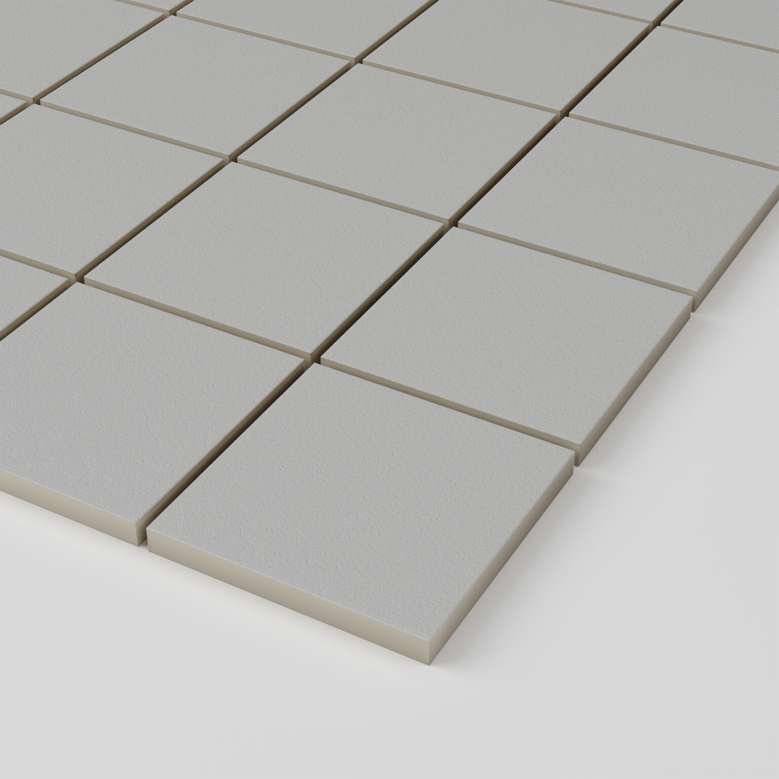 2" Square Mosaics - Textured- Light Gray Porcelain- 12" x 12" Sheet - corner view