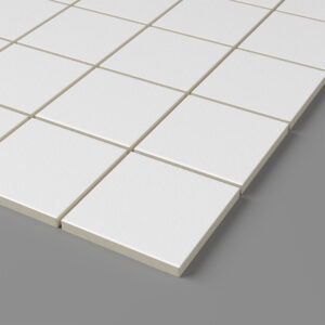 2" Square Mosaics - Textured- White Porcelain- 12" x 12" Sheet - corner view