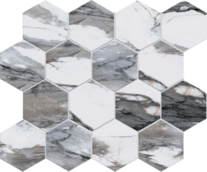 Adagio Gris 3x3 Hexagonal Polished Porcelain Mosaic - 10x12 Sheet