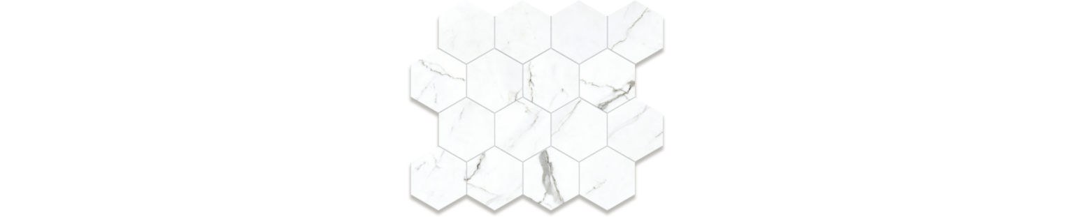 Preeminent II White 3x3 Hexagonal Mosaic on 10 x 12 sheet porcelain matte
