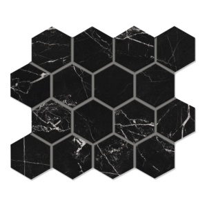 Nero Black 3x3 Hexagonal Matte Porcelain Mosaics