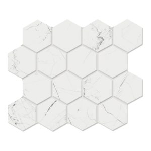 Nero White 3x3 Hexagonal Matte Porcelain Mosaics