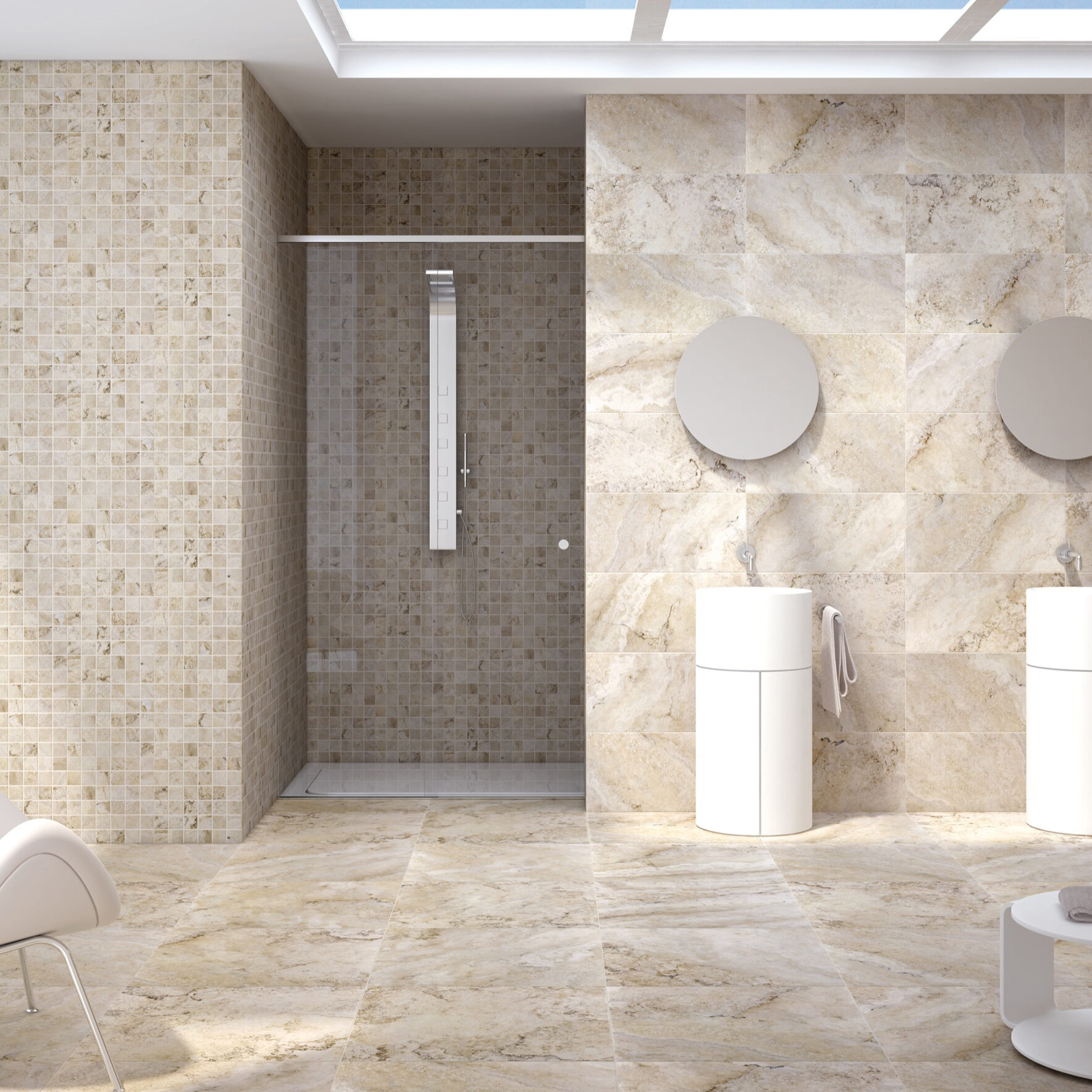 Scabos Silver Porcelain 12x24 Lifestyles by Lint Tile