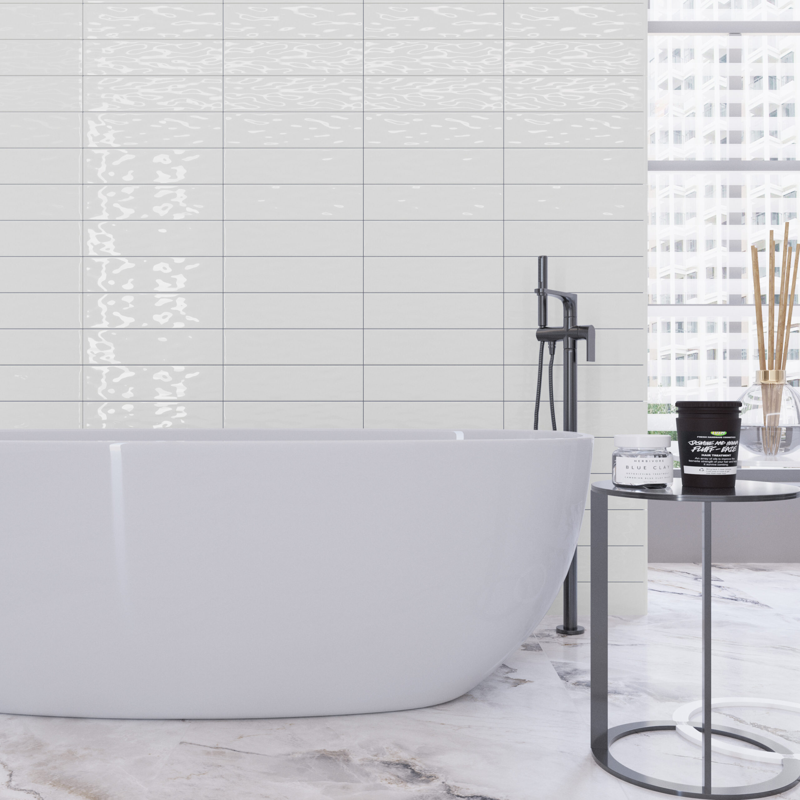 4x16 Ceramic Subway Tile - Subtle Ripple Albar - Lifestyles