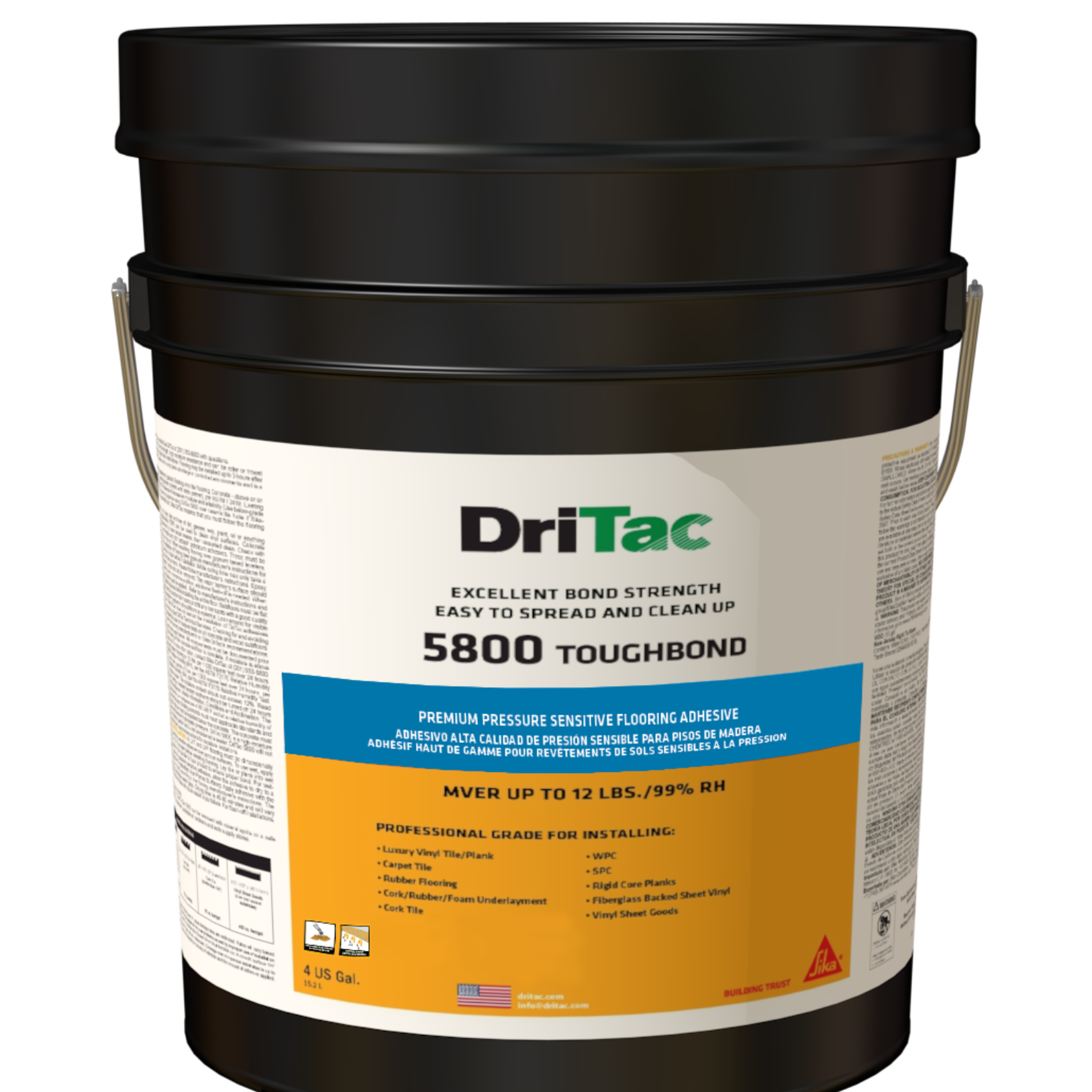 Dritac 5800 Tough Bond Premium Pressure Sensitive Flooring Adhesive.