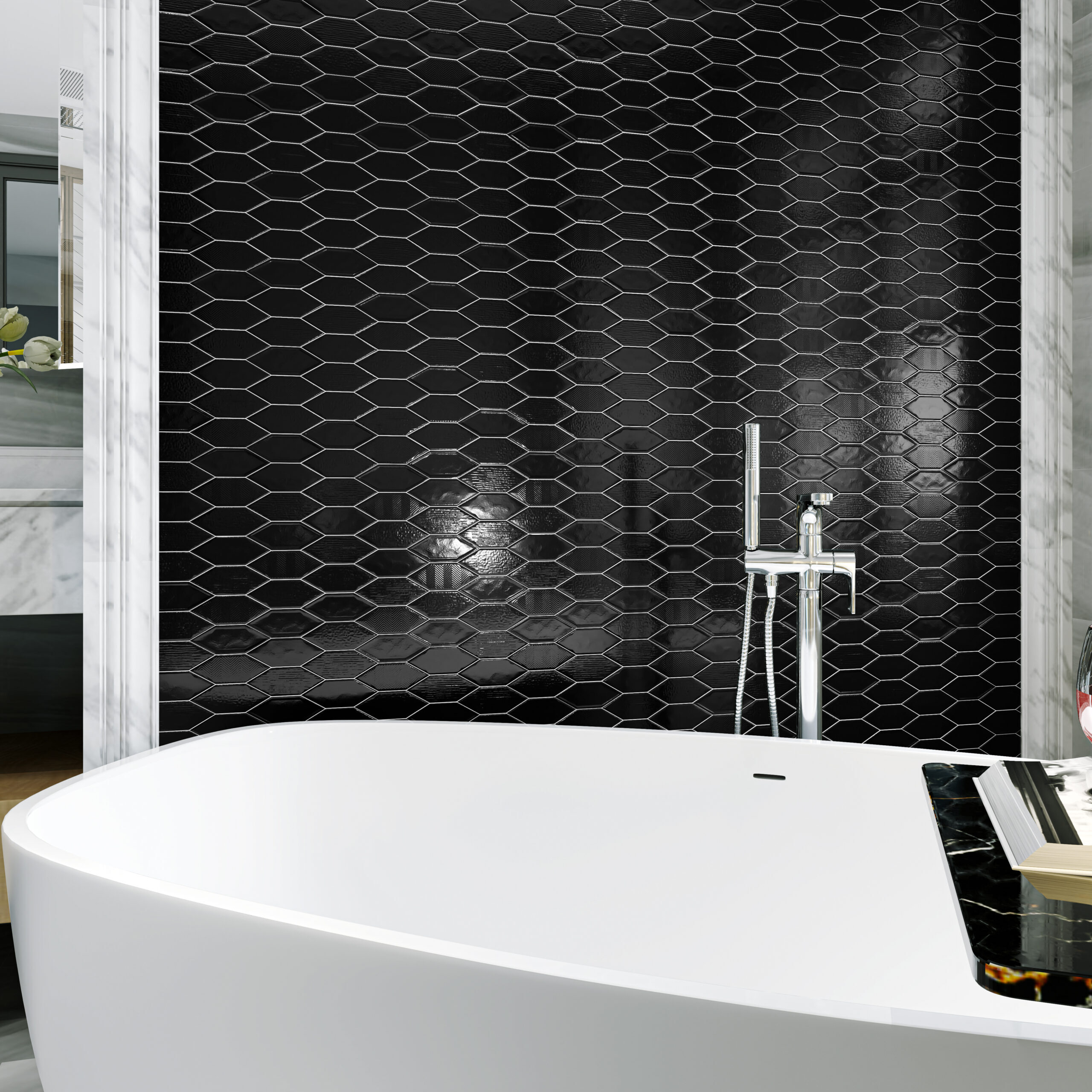 GLOSSY-PICKET-CERAMIC-MOSAIC-BLACK-ROOM