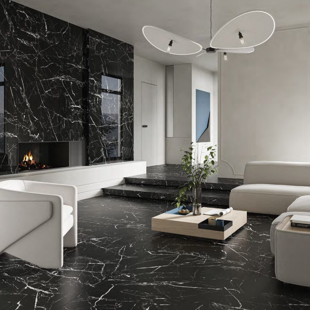 Nero Black 16x32 Porcelain Tile Living - Lifestyles