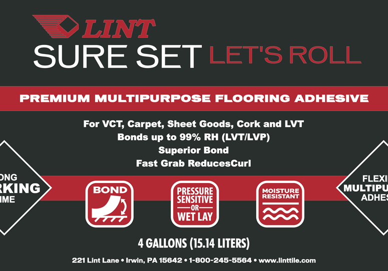 3 gal Sure Set Let's Roll Adhesive - Flooring Glue Label